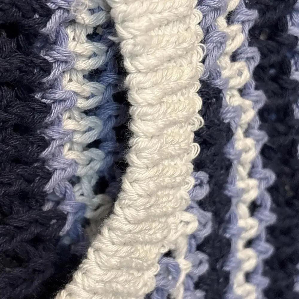 Free People Blue and White Crochet Stripe Sweater - Picture 8 of 12